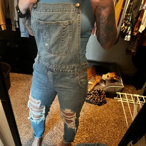 CELLO Distressed Denim Overalls - Picture 6 of 8
